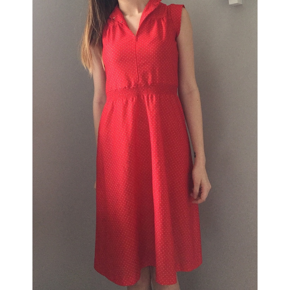 Vintage Red & White Polka Dot Cocktail Swing Dress